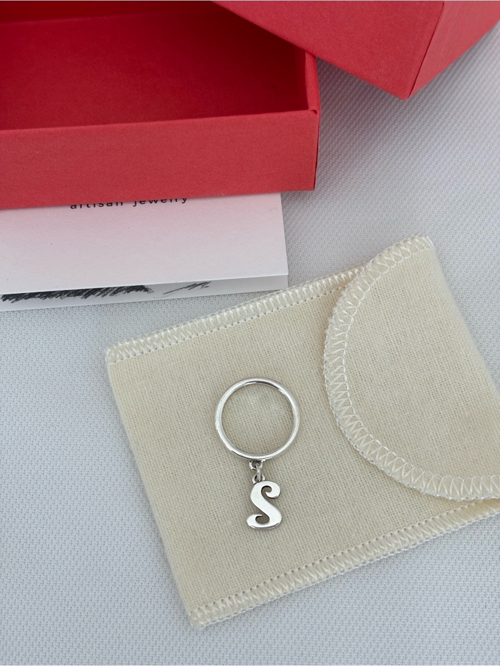 Retired James Avery Sterling Silver Script
Letter "S" Dangle Ring